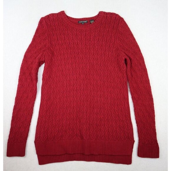 JEANNE PIERRE - WOMEN'S DARK RED COTTON PULLOVER TUNIC SWEATER - SIZE M - Picture 2 of 8